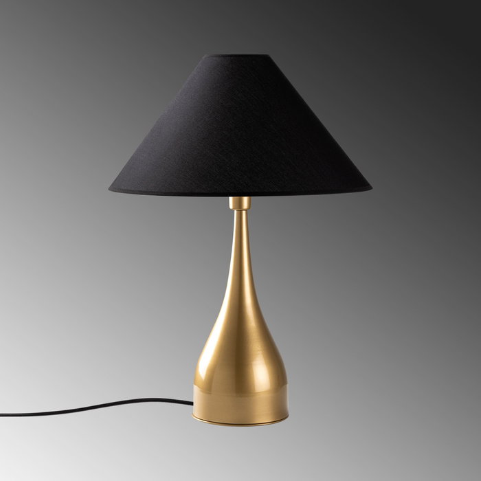 Opviq Luna - Lámpara de mesa de cuerpo metálico dorado y negro